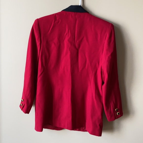 Vintage Red & Black Wool Blazer by Kasper - Picture 2 of 6